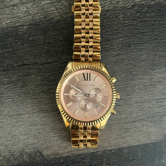 Michael Kors Gold Watch with Pink Dial - Picture 1 of 3